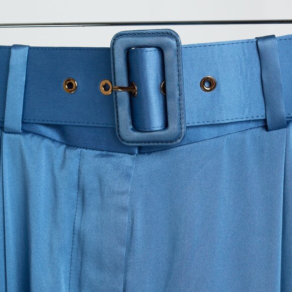 Zimmermann PF/24 Cornflower Belted Charmeuse Silk Tuck Pants - Picture 6 of 10